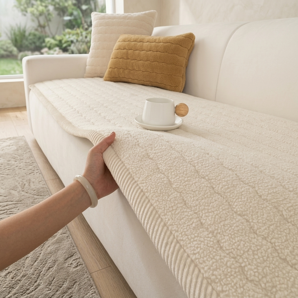 Dravio Ribbed Quilted Sofa Seat Cover