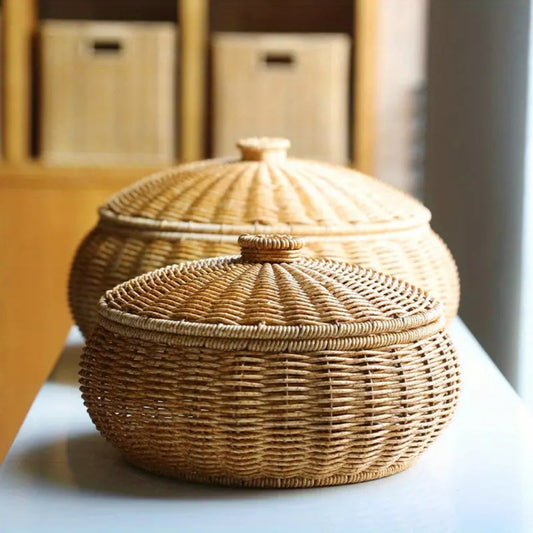 Knitted Dome Rattan Storage Basket