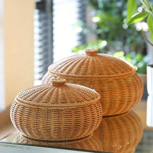 Knitted Dome Rattan Storage Basket