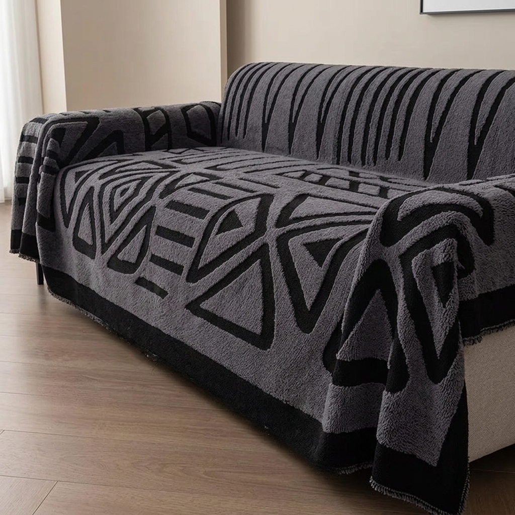 Vyllo Geometric Anti-Slip Sofa Throw