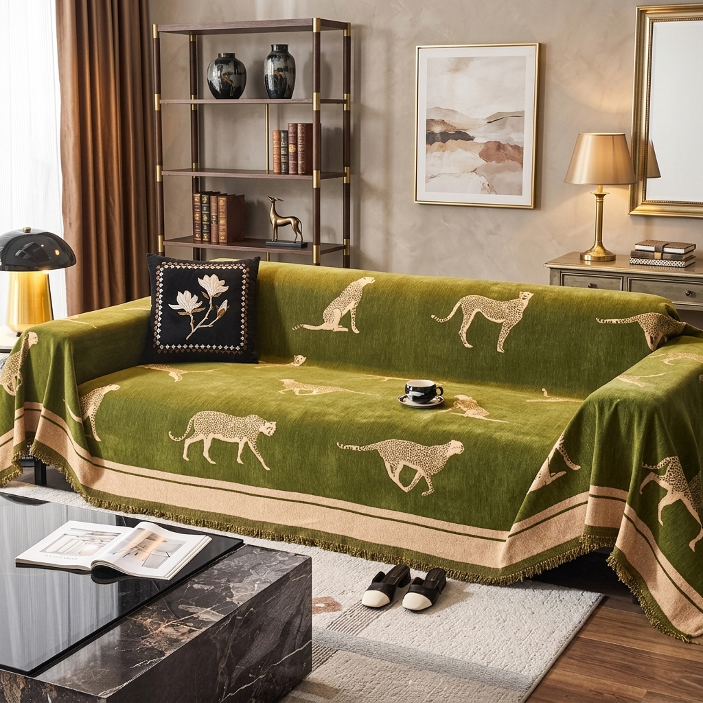 Wylde Woven Leopard Print Sofa Throw