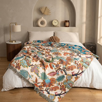 Gardenia Floral Modern Cotton Blanket