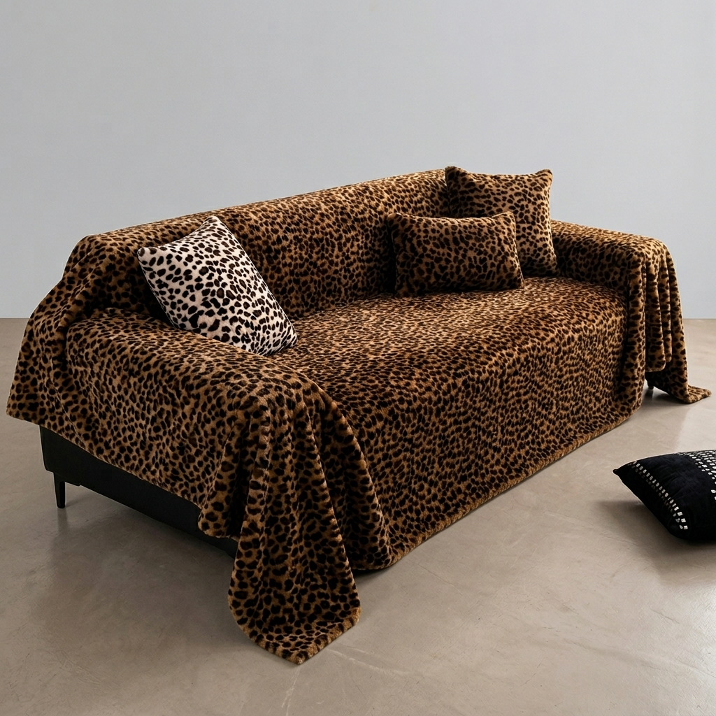 Wildo Leopard Print Anti-Slip Sofa Throw