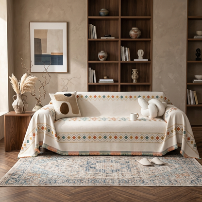 Dravo Geometric Border Woven Sofa Throw