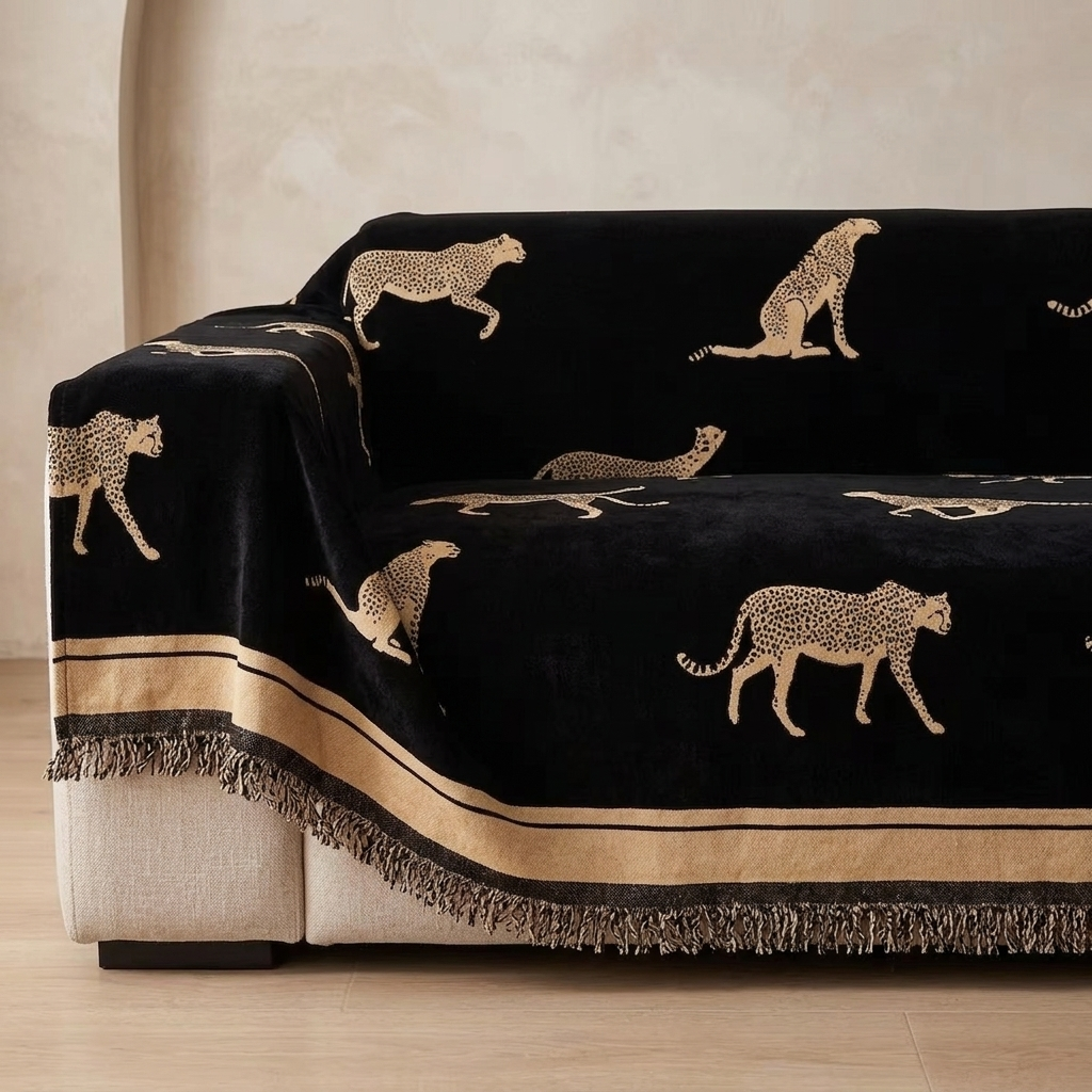Wylde Woven Leopard Print Sofa Throw