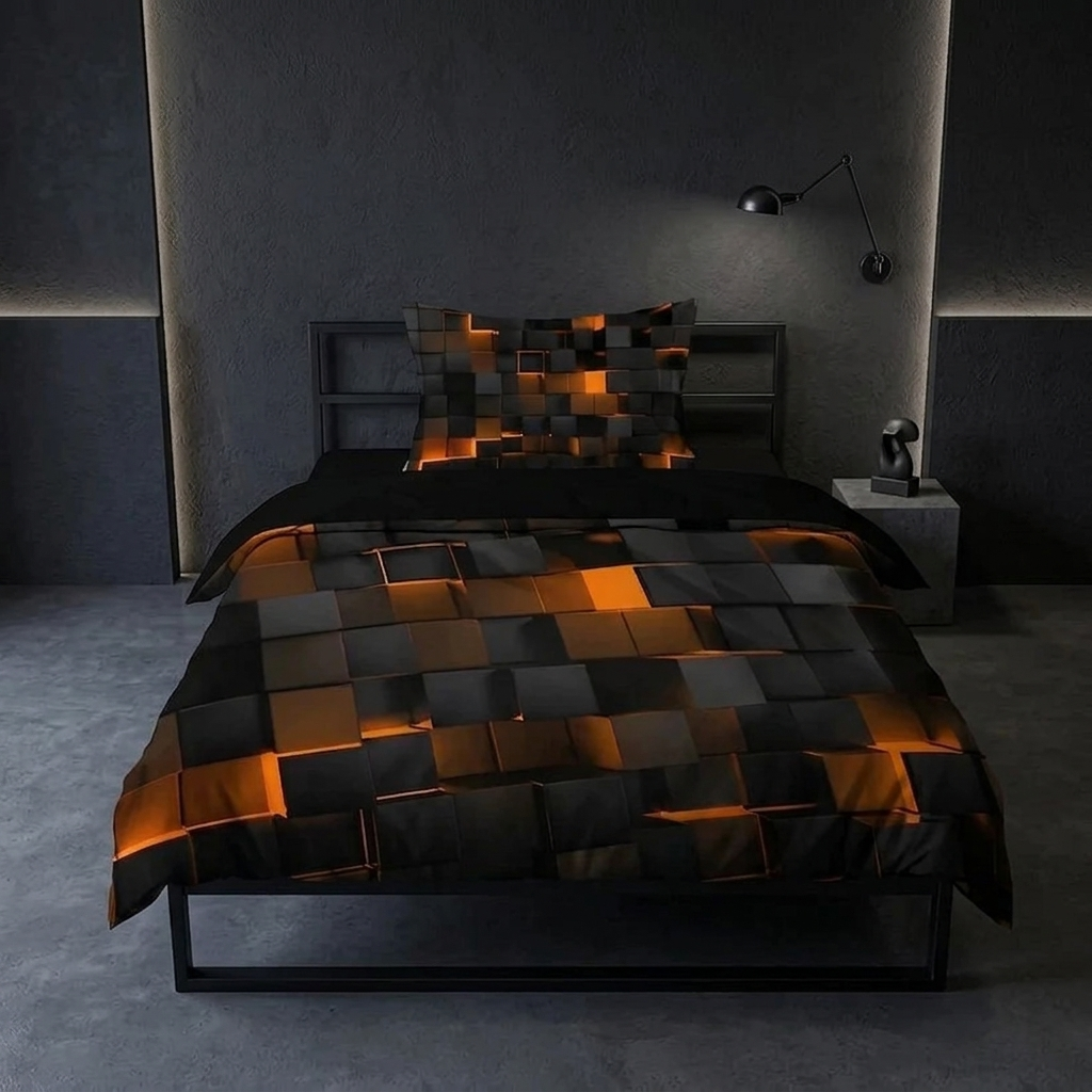 Krylo 3D Geometric Neon Effect Quilt Cover Set