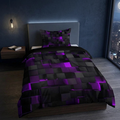 Krylo 3D Geometric Neon Effect Quilt Cover Set