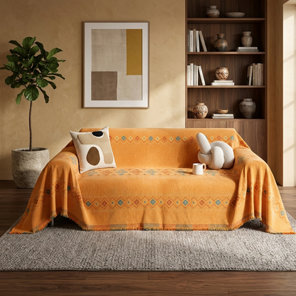 Dravo Geometric Border Woven Sofa Throw