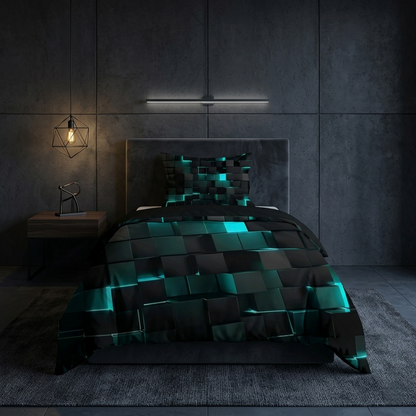 Krylo 3D Geometric Neon Effect Quilt Cover Set