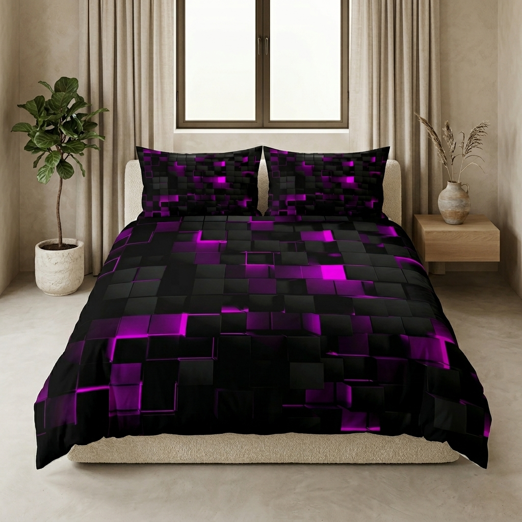 Krylo 3D Geometric Neon Effect Quilt Cover Set