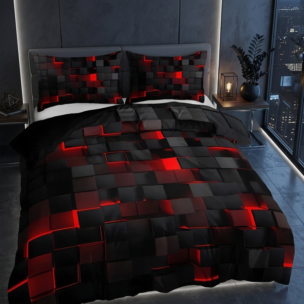 Krylo 3D Geometric Neon Effect Quilt Cover Set