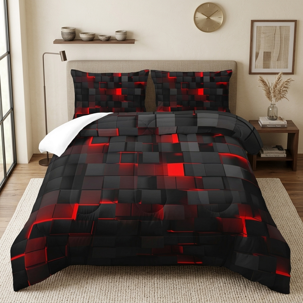 Krylo 3D Geometric Neon Effect Quilt Cover Set