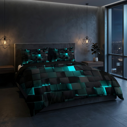 Krylo 3D Geometric Neon Effect Quilt Cover Set