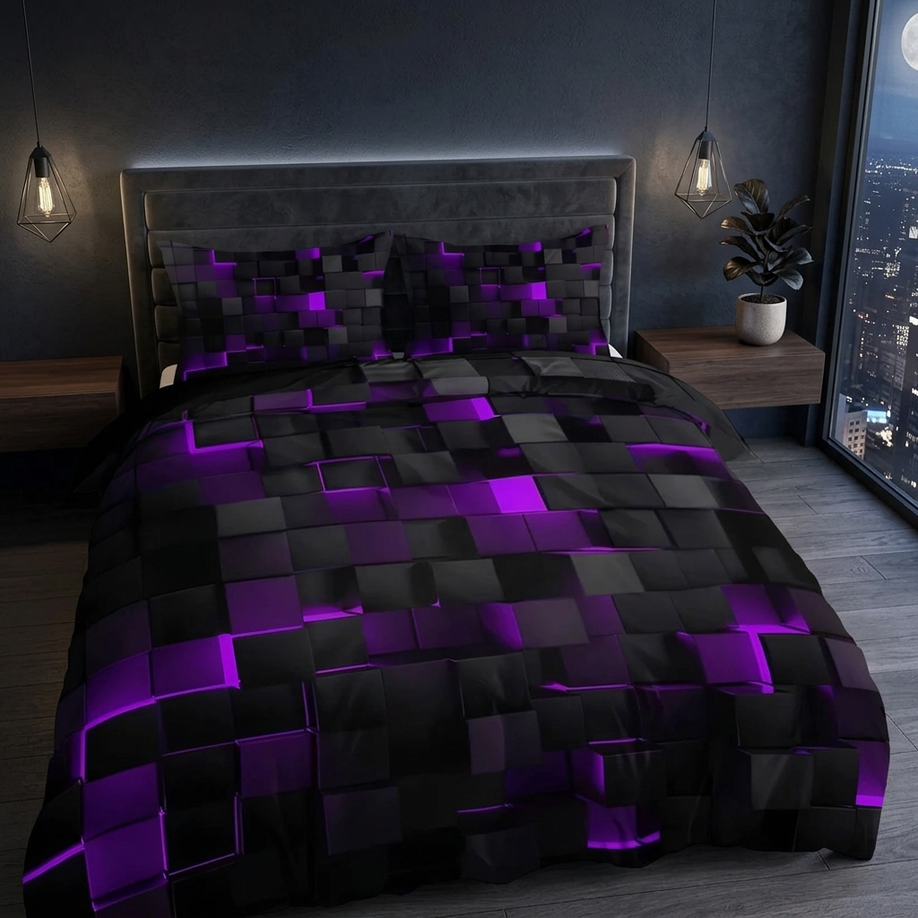 Krylo 3D Geometric Neon Effect Quilt Cover Set