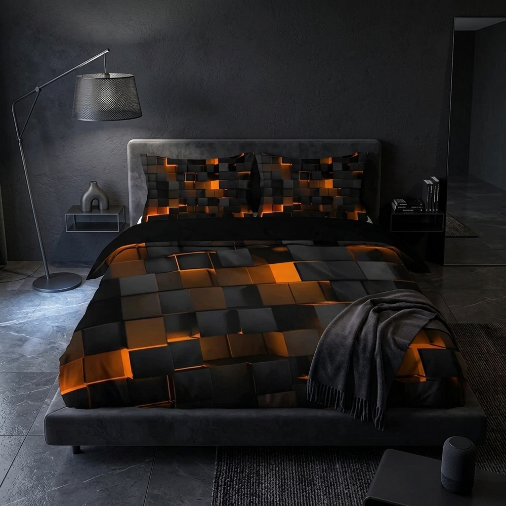 Krylo 3D Geometric Neon Effect Quilt Cover Set