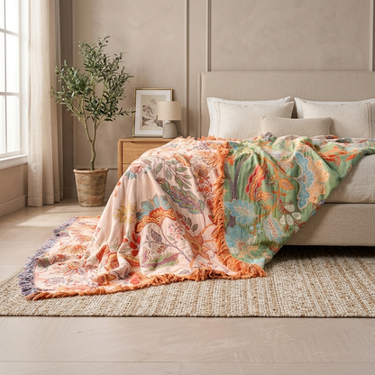 Verali Reversible Floral Tasseled Blanket