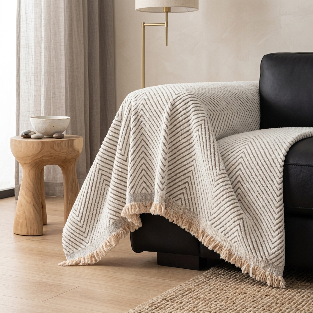 Zivvo Chevron Fringed Sofa Throw
