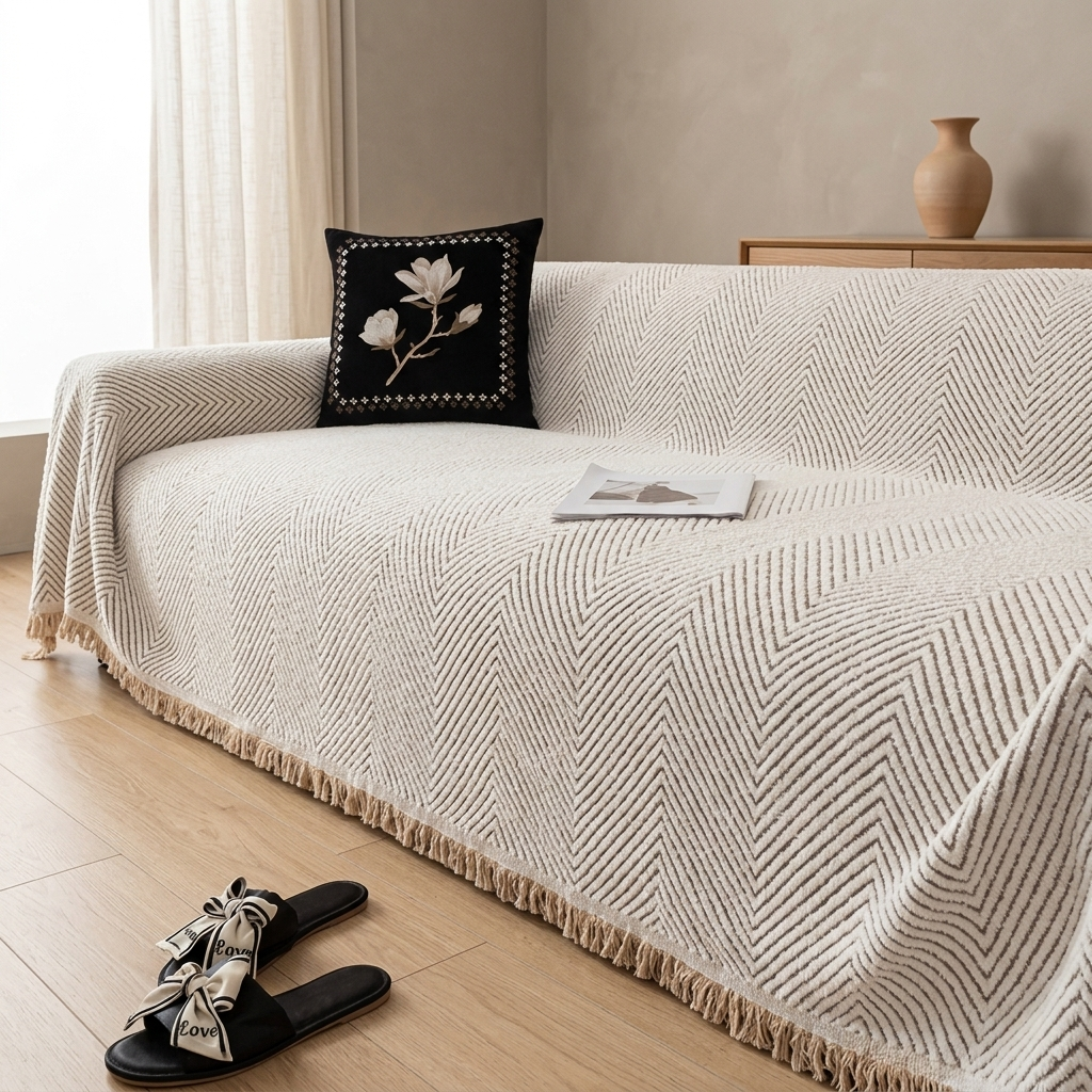 Zivvo Chevron Fringed Sofa Throw