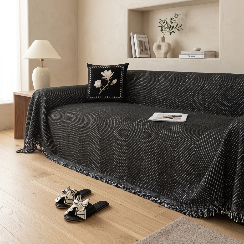 Zivvo Chevron Fringed Sofa Throw