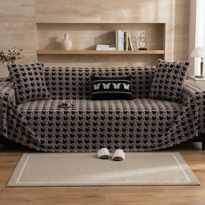 Stylla Houndstooth Plush Sofa Throw