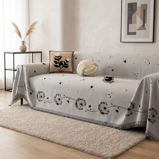 Dandelion Floral Chenille Sofa Throw