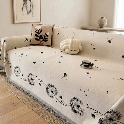 Dandelion Floral Chenille Sofa Throw