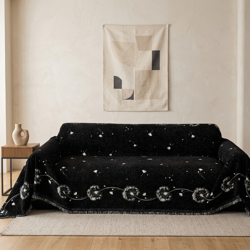 Dandelion Floral Chenille Sofa Throw