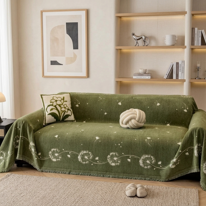 Dandelion Floral Chenille Sofa Throw