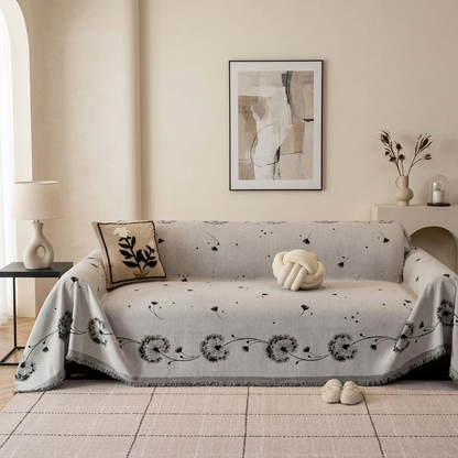 Dandelion Floral Chenille Sofa Throw
