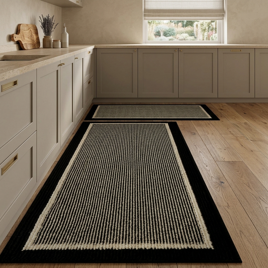 Stryvo Striped Border Kitchen Runner Set
