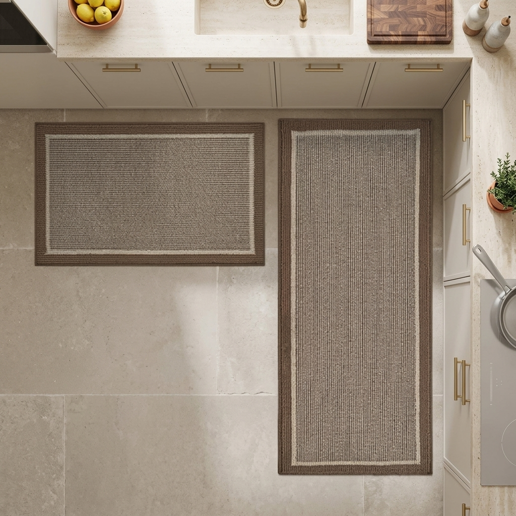 Stryvo Striped Border Kitchen Runner Set