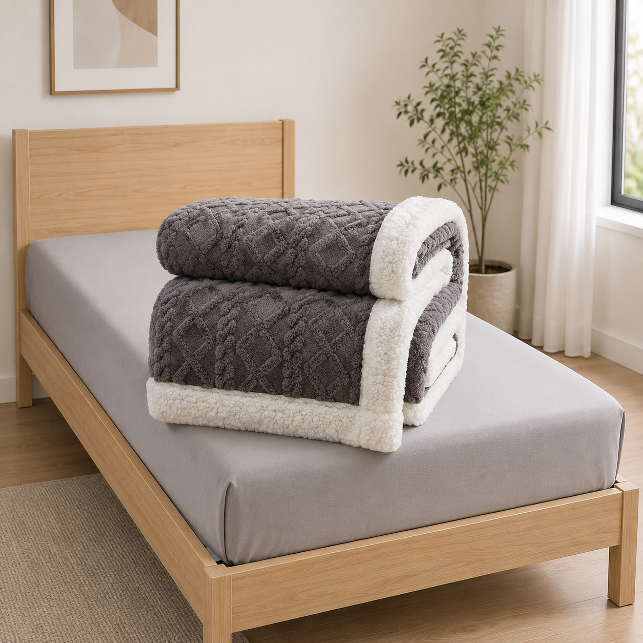 Snugvo Textured Diamond Pattern Blanket