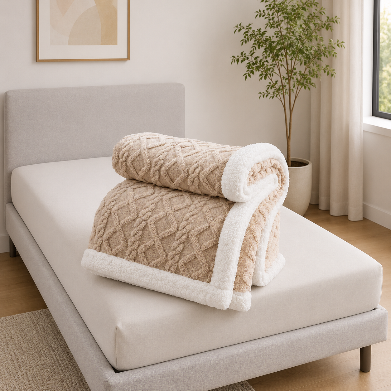 Snugvo Textured Diamond Pattern Blanket