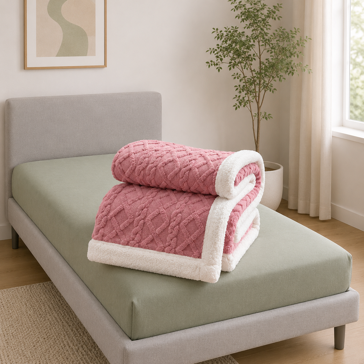 Snugvo Textured Diamond Pattern Blanket