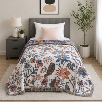 Floria Reversible Tasseled Edge Blanket
