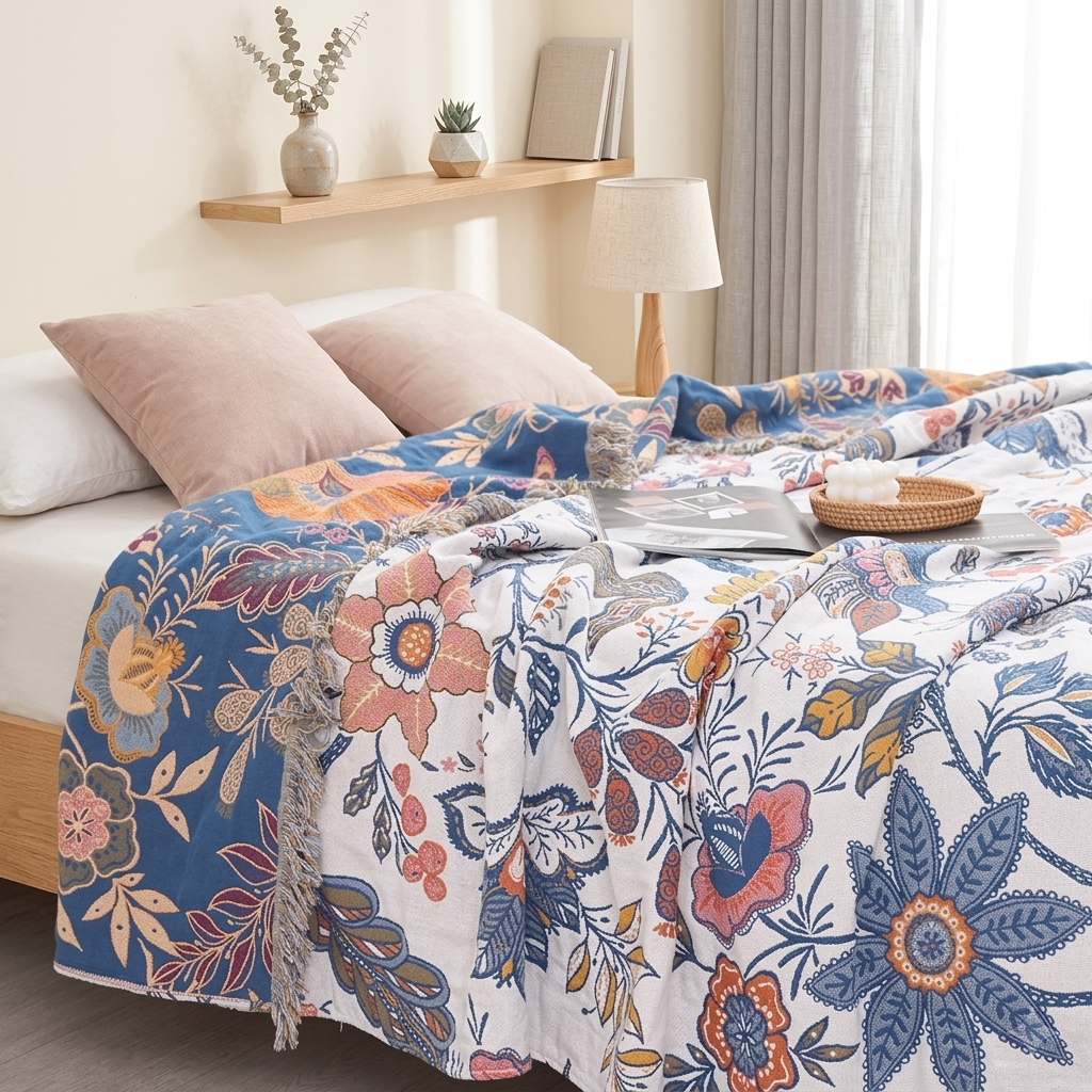 Floria Reversible Tasseled Edge Blanket