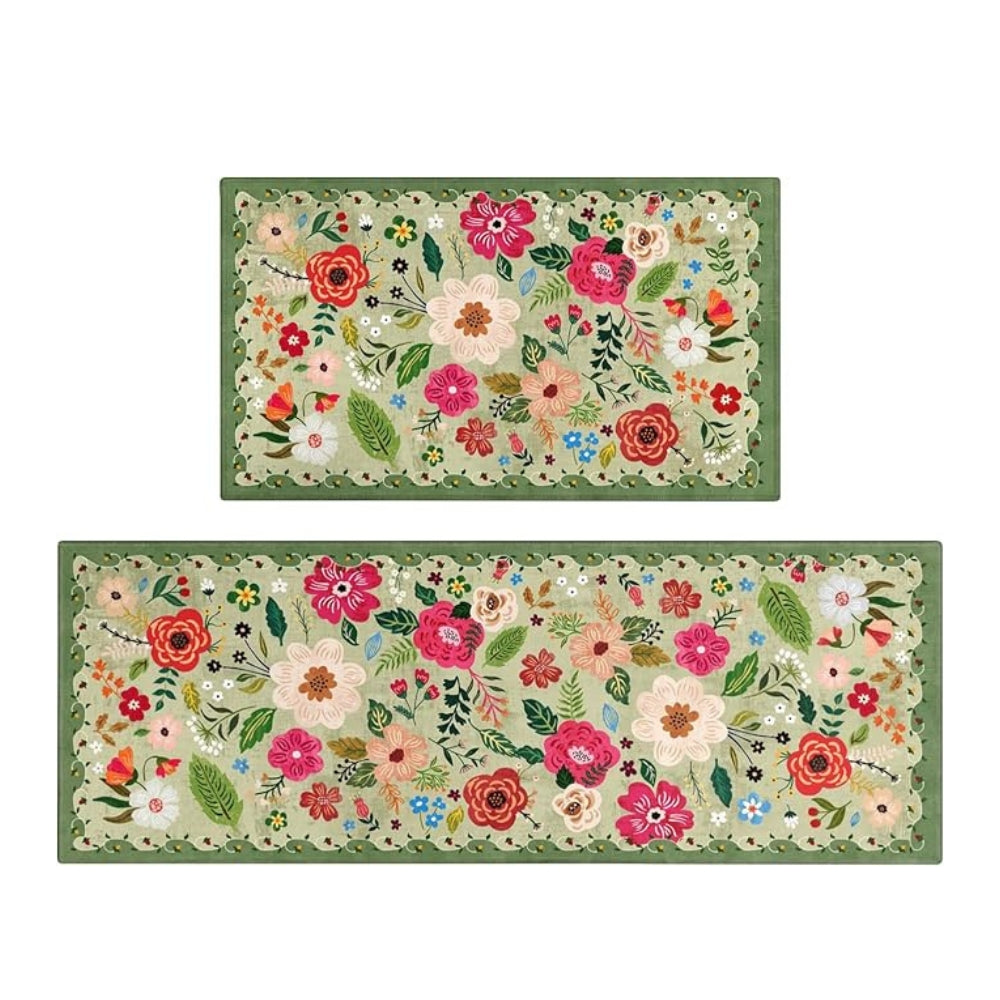Florix Floral Patterned Kitchen Runner Set