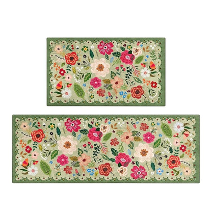 Florix Floral Patterned Kitchen Runner Set