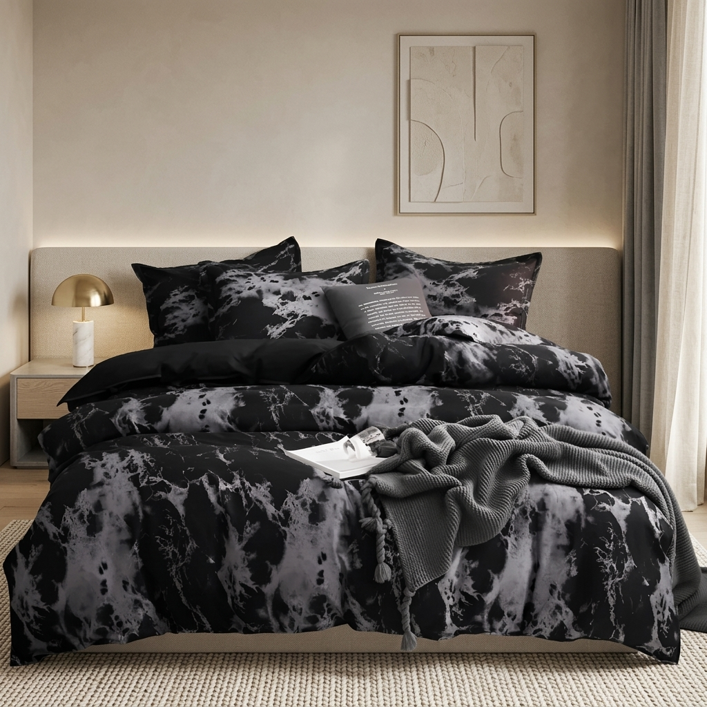 Marvlo Marble Effect Patterned Quilt Cover Set