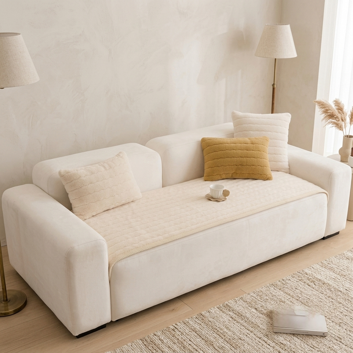 Dravio Ribbed Quilted Sofa Seat Cover