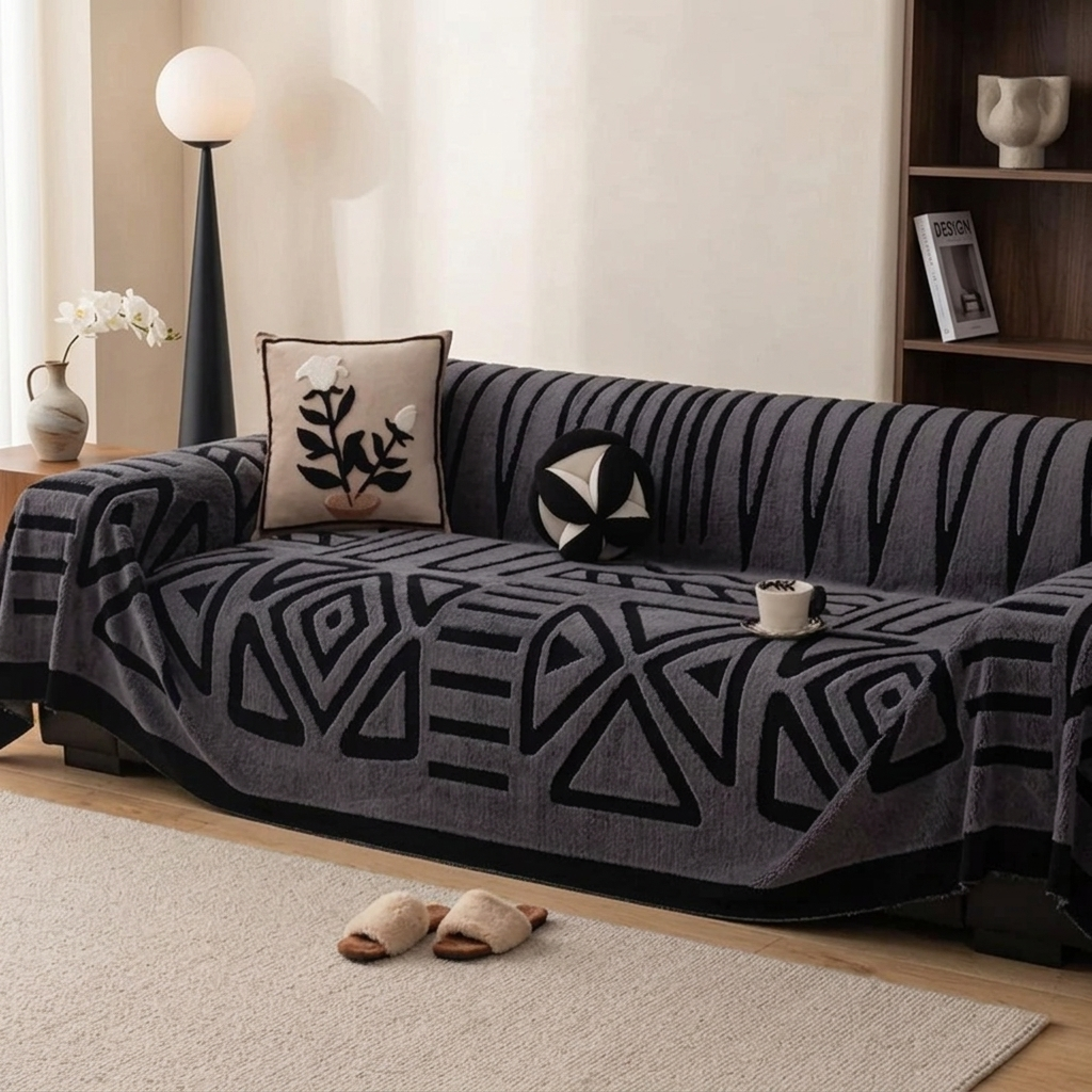 Vyllo Geometric Anti-Slip Sofa Throw