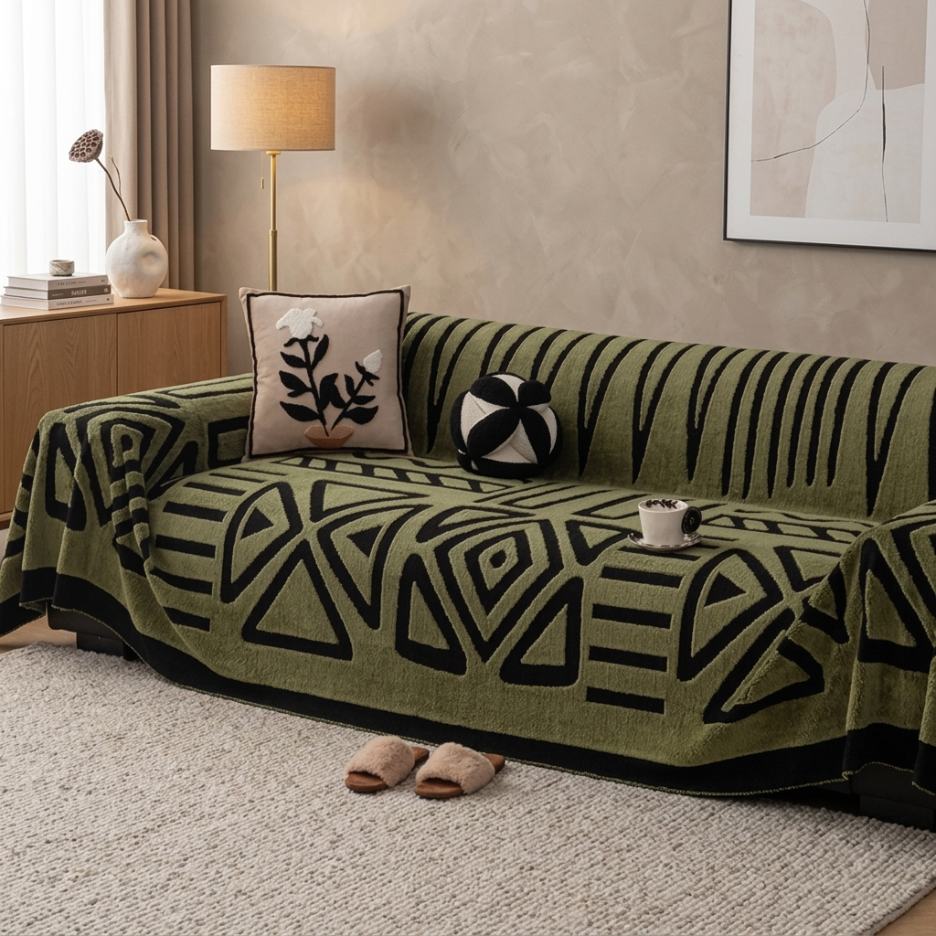 Vyllo Geometric Anti-Slip Sofa Throw