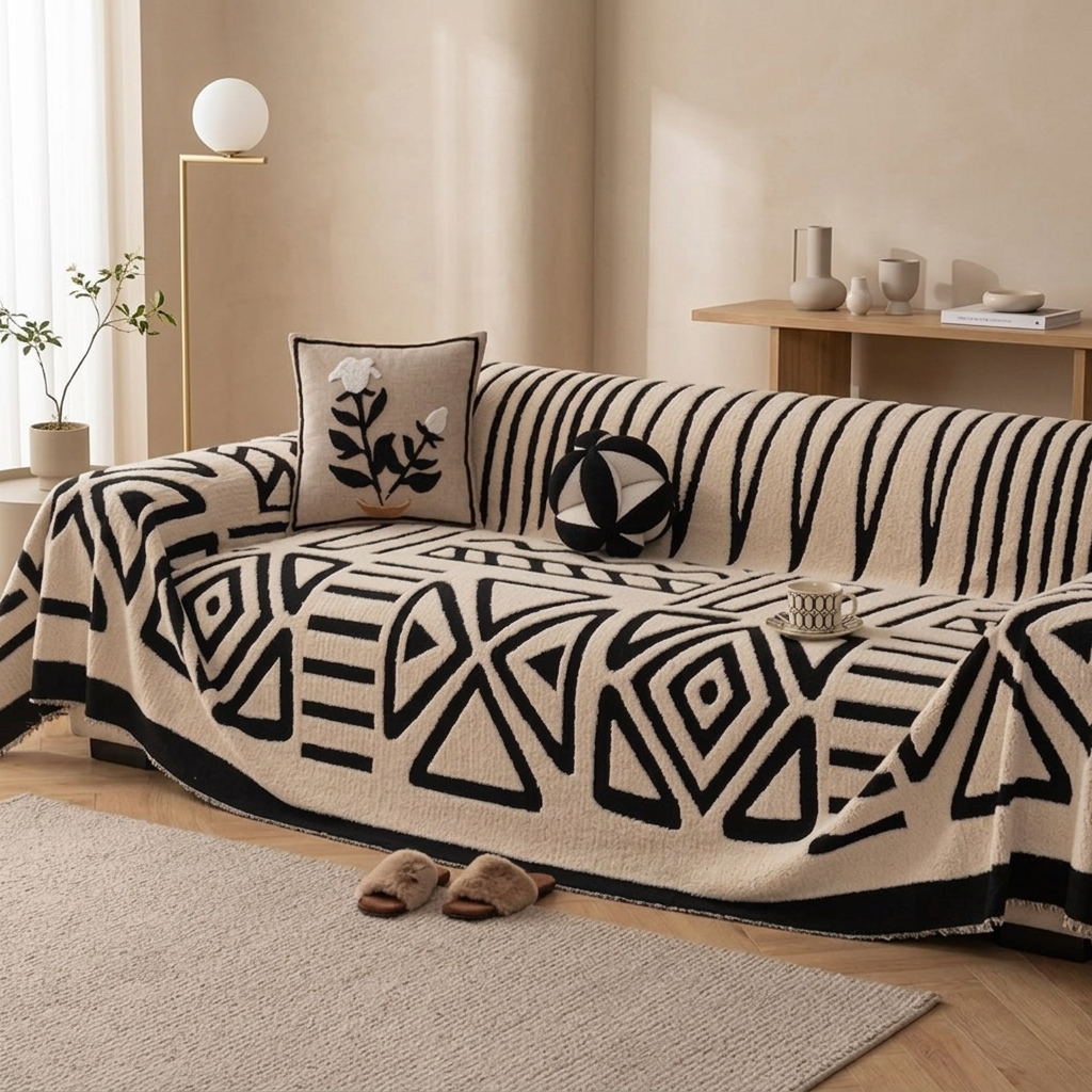 Vyllo Geometric Anti-Slip Sofa Throw
