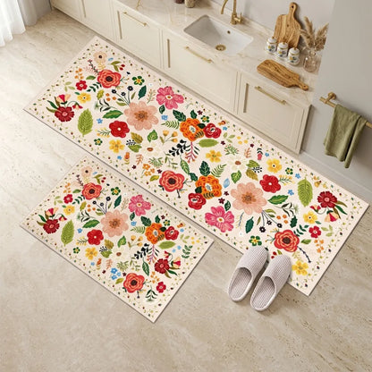 Florix Floral Patterned Kitchen Runner Set