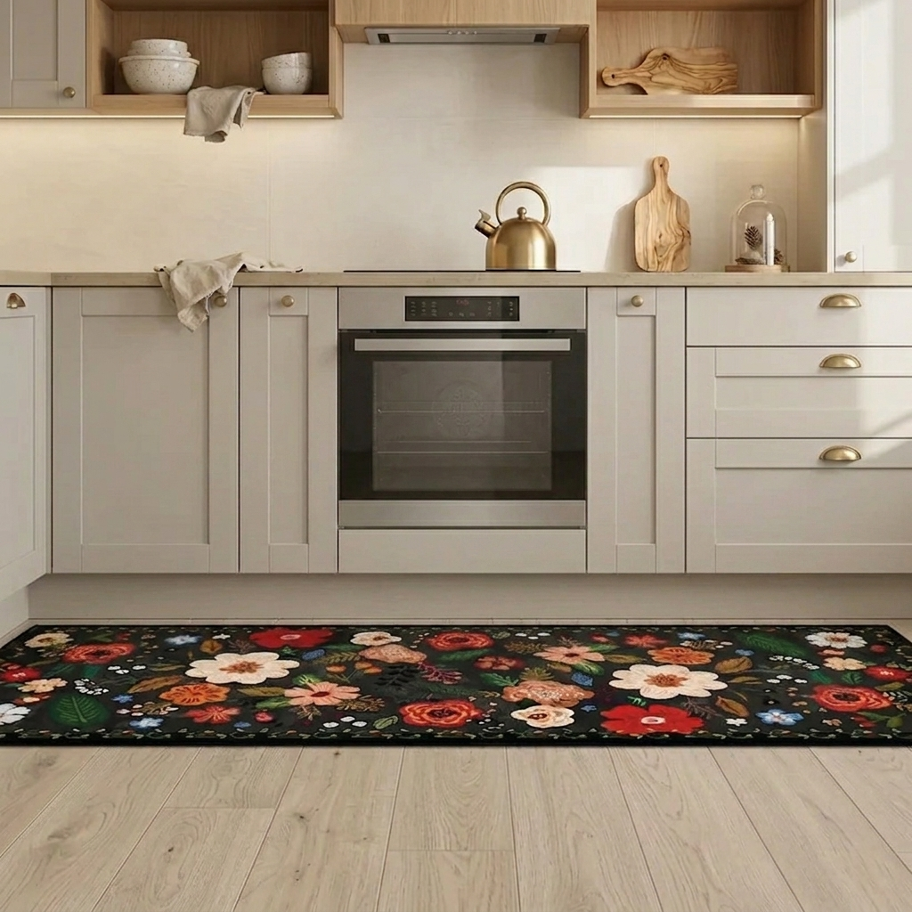 Florix Floral Patterned Kitchen Runner Set