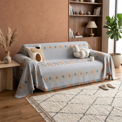 Dravo Geometric Border Woven Sofa Throw