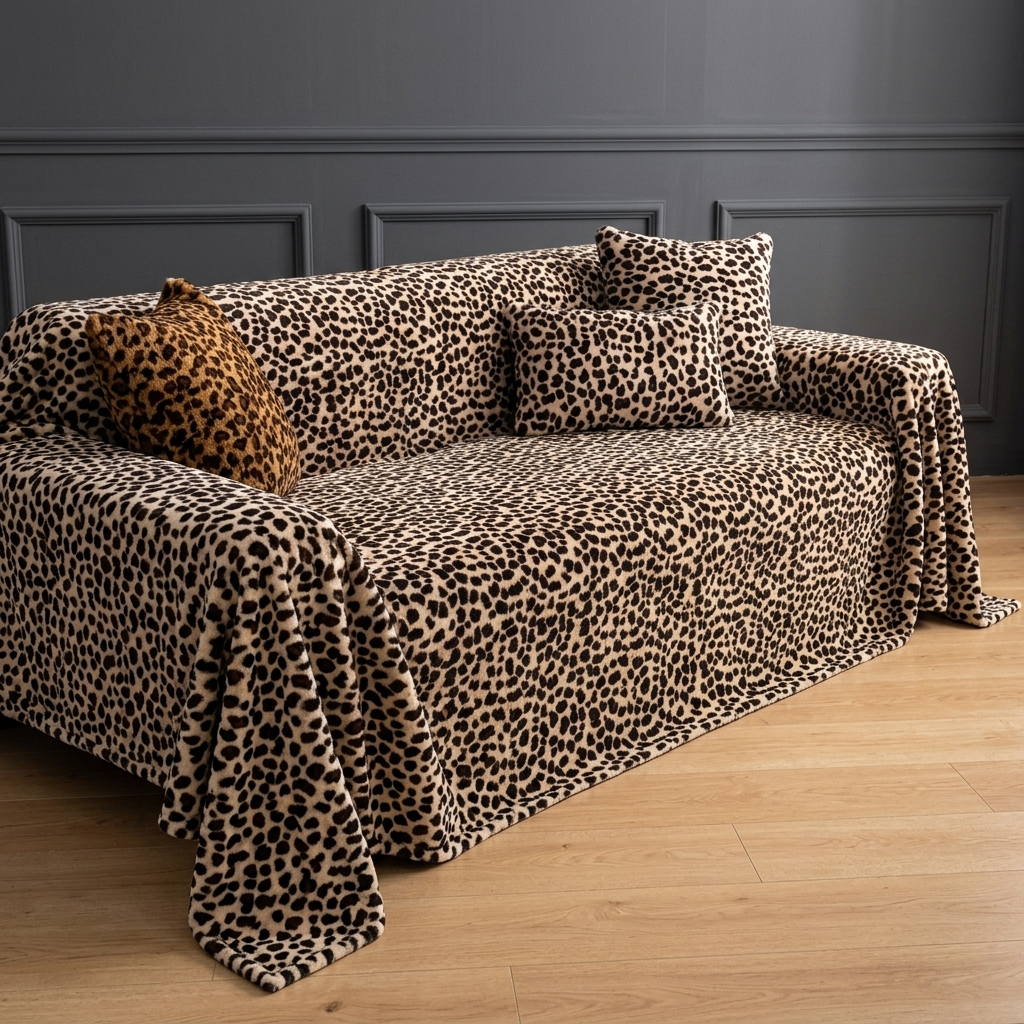 Wildo Leopard Print Anti-Slip Sofa Throw
