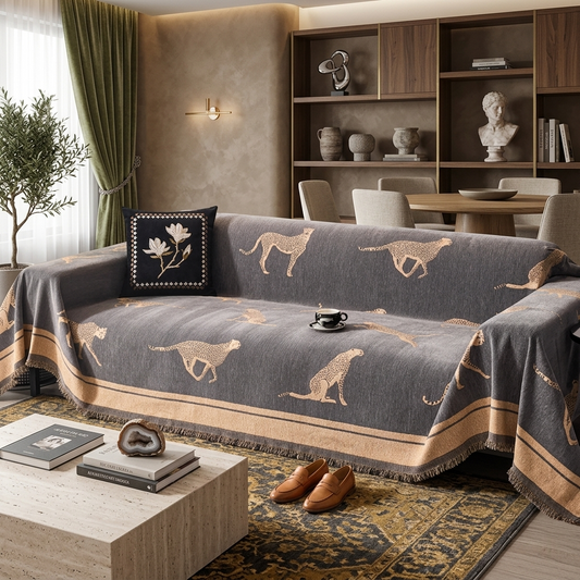 Wylde Woven Leopard Print Sofa Throw