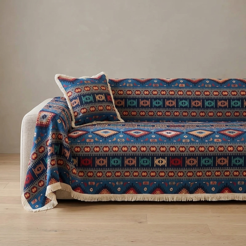 Drovio Tribal Geometric Boho Sofa Throw